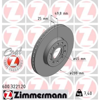Спирачен диск преден Ф288 Superb Octavia Yeti Karoq Zimmermann Спирачен диск преден Ф288 Superb Octavia Yeti Karoq Zimmermann